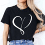 Women Love Heart Design T-Shirts Fashion Casual Short Sleeve T-shirt Heart Personalised Graphic Tshirts RED Women T Shirts Ts01