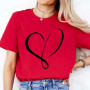 Women Love Heart Design T-Shirts Fashion Casual Short Sleeve T-shirt Heart Personalised Graphic Tshirts RED Women T Shirts Ts01