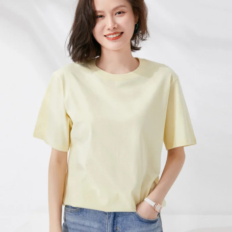 Women T-shirts Summer Tops Solid Short Sleeve Loose O-neck Cotton Korean Casual Ladies Shirts Harajuku Korean Woman Tshirts