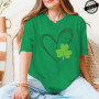 St Patrick's Day Tshirt Shirt for Women Lucky Heart Design Woman T-Shirts Short Sleeve St Patricks Fashion Female Tee Clothing
