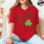 St Patrick's Day Tshirt Shirt for Women Lucky Heart Design Woman T-Shirts Short Sleeve St Patricks Fashion Female Tee Clothing