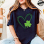 St Patrick's Day Tshirt Shirt for Women Lucky Heart Design Woman T-Shirts Short Sleeve St Patricks Fashion Female Tee Clothing