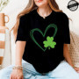 St Patrick's Day Tshirt Shirt for Women Lucky Heart Design Woman T-Shirts Short Sleeve St Patricks Fashion Female Tee Clothing