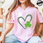 St Patrick's Day Tshirt Shirt for Women Lucky Heart Design Woman T-Shirts Short Sleeve St Patricks Fashion Female Tee Clothing