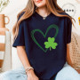 St Patrick's Day Tshirt Shirt for Women Lucky Heart Design Woman T-Shirts Short Sleeve St Patricks Fashion Female Tee Clothing