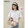 MISHOW Casual Graffiti T-shirt Women Summer 2025 Short Sleeve Round Neck Loose Shirts Female New Fashion Tops Lady MXE15T0475
