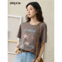 MISHOW Casual Print Shirts Women Summer New 2025 Short Sleeve Round Neck Loose Pure Cotton T-shirt Female Fashion MXE31T0533