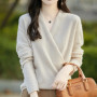 100 Merino Wool Knitwear Women's V-Neck Pullover Sweater Autumn Winter Female Grace Soft Clothes Long Sleeve Warm Fashion Tops