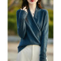 100 Merino Wool Knitwear Women's V-Neck Pullover Sweater Autumn Winter Female Grace Soft Clothes Long Sleeve Warm Fashion Tops