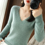 Autumn Winter Women Swewter V-neck Long Sleeve Kniited Tops Casual Warm Bottoming Shirt Fashion Korean Pullovers Soft Knitwear