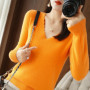 Autumn Winter Women Swewter V-neck Long Sleeve Kniited Tops Casual Warm Bottoming Shirt Fashion Korean Pullovers Soft Knitwear