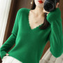 Autumn Winter Women Swewter V-neck Long Sleeve Kniited Tops Casual Warm Bottoming Shirt Fashion Korean Pullovers Soft Knitwear