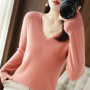 Autumn Winter Women Swewter V-neck Long Sleeve Kniited Tops Casual Warm Bottoming Shirt Fashion Korean Pullovers Soft Knitwear