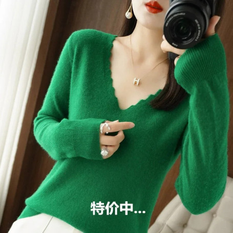 Autumn Winter Women Swewter V-neck Long Sleeve Kniited Tops Casual Warm Bottoming Shirt Fashion Korean Pullovers Soft Knitwear