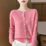 New Autumn Winter Soft Warm Cardigan Woman Cashmere Sweater O-neck Women 100 Merino Wool Sweater Loose Fit Hollow out Top Coat