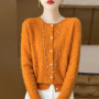 New Autumn Winter Soft Warm Cardigan Woman Cashmere Sweater O-neck Women 100 Merino Wool Sweater Loose Fit Hollow out Top Coat