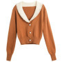 OLrain Women Knitted Long Sleeve Cardigan 2026 Autumn French Doll Collar Fad Retro Casual Short Sweater Warm Tops O22QM00693