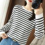 Women 100 Cotton Sweater Curled O-neck Strip Pullover Autumn Winter Casual Knit Clothing Fashion Soft Bottoming Sweater Tops
