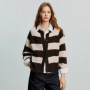 TOYOUTH Women Sweater 2025 Autumn New Color Contrasting Lulu Style Striped Cardigan Tops
