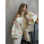 3D Flower Knit Pullover Women Oversize O Neck Loose Wide Long Sleeves Sweater Female 2025 Autumn Winter Chic Fashion Knitwears