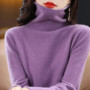 100 Merino Wool Turtleneck Pullover Knitwear Women's New Autumn And Winter Warm Sweater Women's Solid Color Pile Neck Sweater
