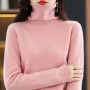 100 Merino Wool Turtleneck Pullover Knitwear Women's New Autumn And Winter Warm Sweater Women's Solid Color Pile Neck Sweater