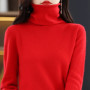 100 Merino Wool Turtleneck Pullover Knitwear Women's New Autumn And Winter Warm Sweater Women's Solid Color Pile Neck Sweater