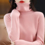 100 Merino Wool Turtleneck Pullover Knitwear Women's New Autumn And Winter Warm Sweater Women's Solid Color Pile Neck Sweater