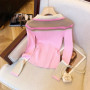 ​​Elegant Pink Blazer Style Knit Top Soft Fitted Cardigan Contrast Collar Versatile Chic Office Wear for Early Fall 2025​​