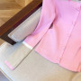 ​​Elegant Pink Blazer Style Knit Top Soft Fitted Cardigan Contrast Collar Versatile Chic Office Wear for Early Fall 2025​​