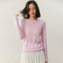 Autumn/Winter Women's 100 Cashmere Pullover Casual Solid Knitted Sweater Loose Curled Edge Round Neck Tops Warm Jumper Belt