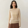 Autumn/Winter Women's 100 Cashmere Pullover Casual Solid Knitted Sweater Loose Curled Edge Round Neck Tops Warm Jumper Belt