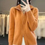 Autumn And Winter New Temperament Double Zipper Wool Knit Cardigan Women's Solid Color Long-Sleeved Sweater Thickened Loose Top