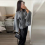 Casual Solid Women's Cardigan Lace Up Loose Knitwear Chic Spliting Batwing Sleeve Knitted Sweaters 2025 New Autumn Lady Knit Top