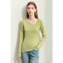 Amii Minimalism Sweaters For Women 2024 Autumn New Simple Commuter Asymmetrical Diagonal V-neck Long Sleeve Slim Tops 12423001
