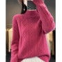 100 Merino Wool Women's Mock Neck Korean Padded Women's Clothes Fall/Winter Fashion Jacquard Long-sleeved Pullover