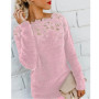2025 Winter Women's Plush Top Lace Spliced Long Sleeve Warm Sweater Fashion Simple Pullover for Female