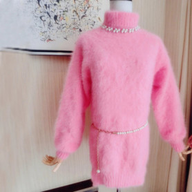 Women Knitted Pure Mink Cashmere Sweater Turtleneck Pullovers 100 Natural Mink Cashmere Sweater wsr289