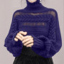 Turtleneck pullover women's autumn and winter 2025 new loose lazy wind outside wear hollow knitted bottoming shirt top