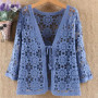 Elegant Summer Hollow Lace Cardigan Sweater Women Wide Loose Floral Knitted Sweater Thin Section Female Spring Autumn Cardigan