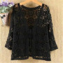 Elegant Summer Hollow Lace Cardigan Sweater Women Wide Loose Floral Knitted Sweater Thin Section Female Spring Autumn Cardigan