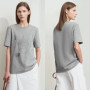 AMII Casual Versatile T-shirt Loose Letter Embroidery 2025 Summer Office Lady Knit Cotton Comfort Tee Top Women Clothes 12552073