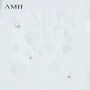 AMII Casual Versatile T-shirt Loose Letter Embroidery 2025 Summer Office Lady Knit Cotton Comfort Tee Top Women Clothes 12552073