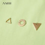 Amii Minimalist T-shirt Women's Tops O-neck Short Sleeves Geometric Decoration Antibacterial Cotton Elastic Casual Tees 12521088