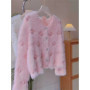 Korean Fashion Pink Knitted Cardigan Women's Autumn Winter Clothes Women New Style Mink Soft Sweater Jacket Oversized Cardigan