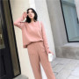 2023 Winter Knitted 2 Pieces Set Tracksuits Women Thick Warm O-neck Loose Sweater+Ankle-Length Pants Warm Cashmere Suit