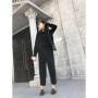 2023 Winter Knitted 2 Pieces Set Tracksuits Women Thick Warm O-neck Loose Sweater+Ankle-Length Pants Warm Cashmere Suit