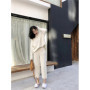 2023 Winter Knitted 2 Pieces Set Tracksuits Women Thick Warm O-neck Loose Sweater+Ankle-Length Pants Warm Cashmere Suit
