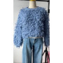 Colorful Loop Women Fringe Sweater Chunky Handcrafted Rainbow Yarn Knit Pullover Knitwear Jumper Autumn/Winter Clothing