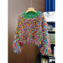 Colorful Loop Women Fringe Sweater Chunky Handcrafted Rainbow Yarn Knit Pullover Knitwear Jumper Autumn/Winter Clothing